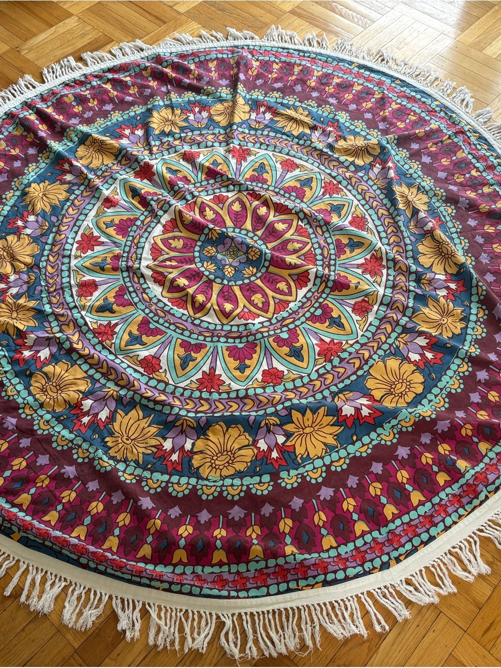 Billabong Boho Round Fringe Beach Throw 72” Diameter